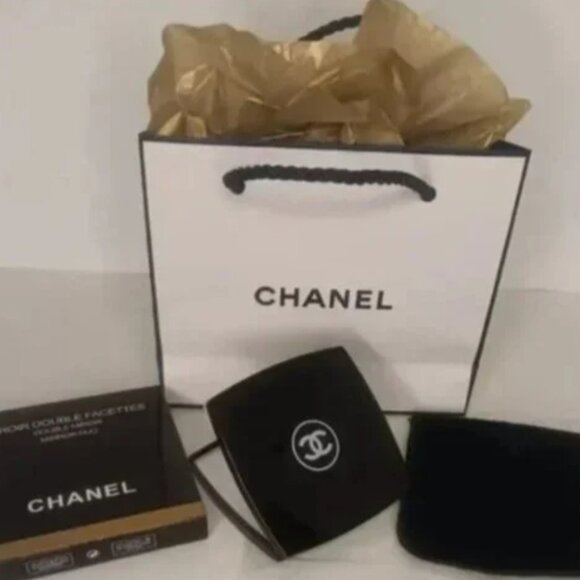 AUTHENTIC CHANEL MIRROR DOUBLE FACETTES MIRROR DUO COMPACT CLASSIC BLACK - Picture 6 of 6